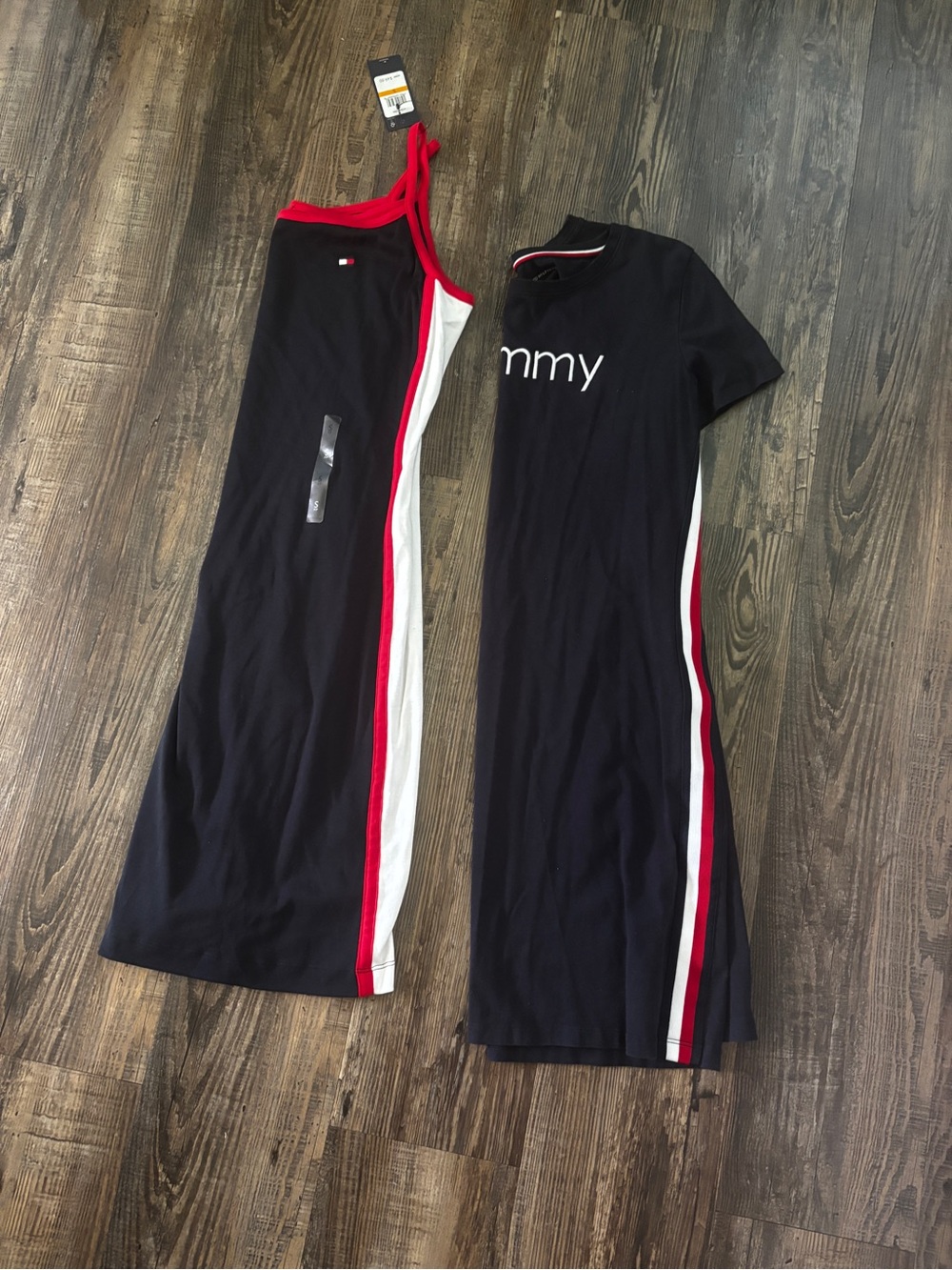 Bundle, Tommy Hilfiger One-Shoulder Dress in Black with Red & White Stripes